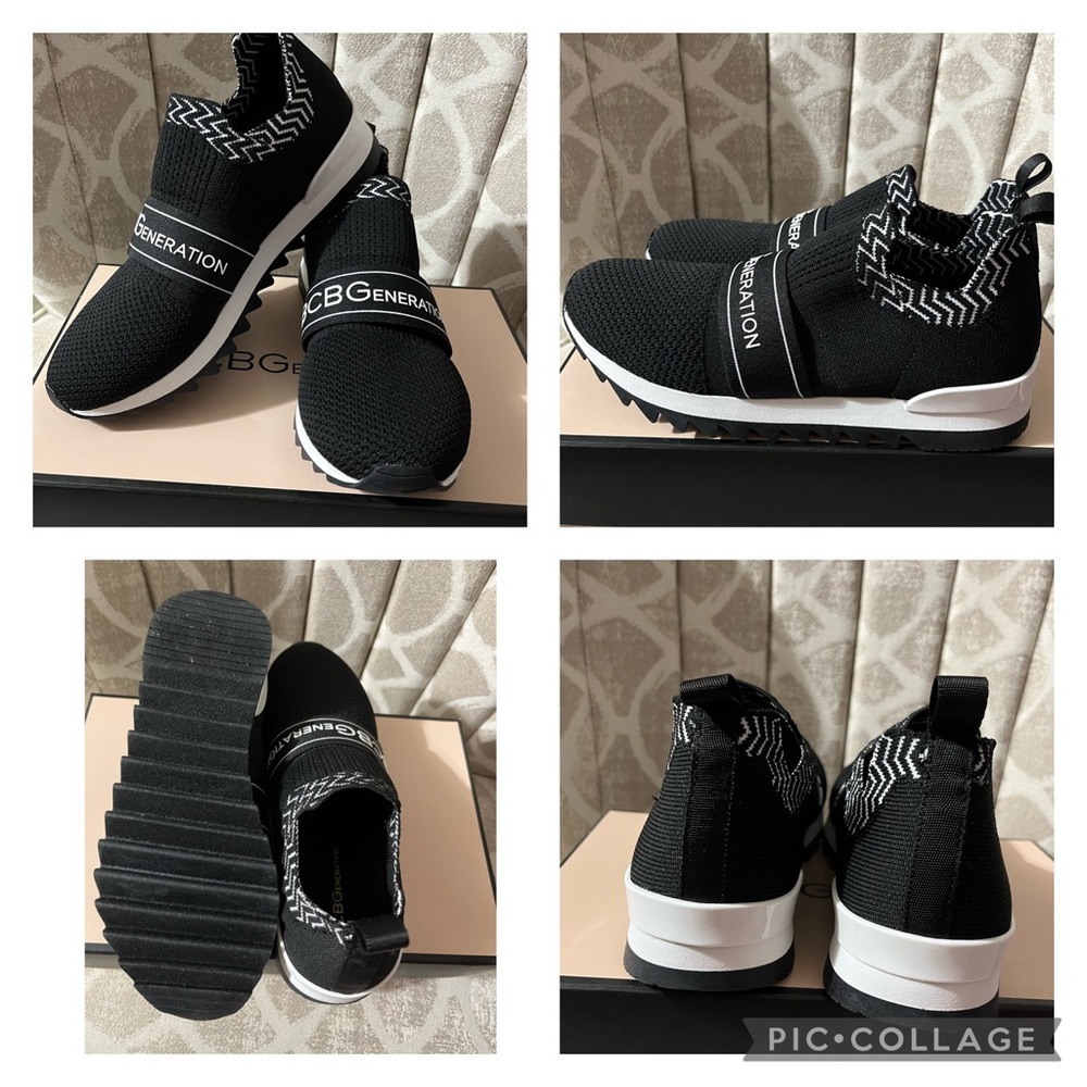 Black BCBG slip on sneakers. Brand new. Never worn.
